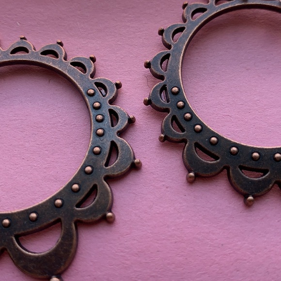 Round Brass Earrings - Picture 5 of 6